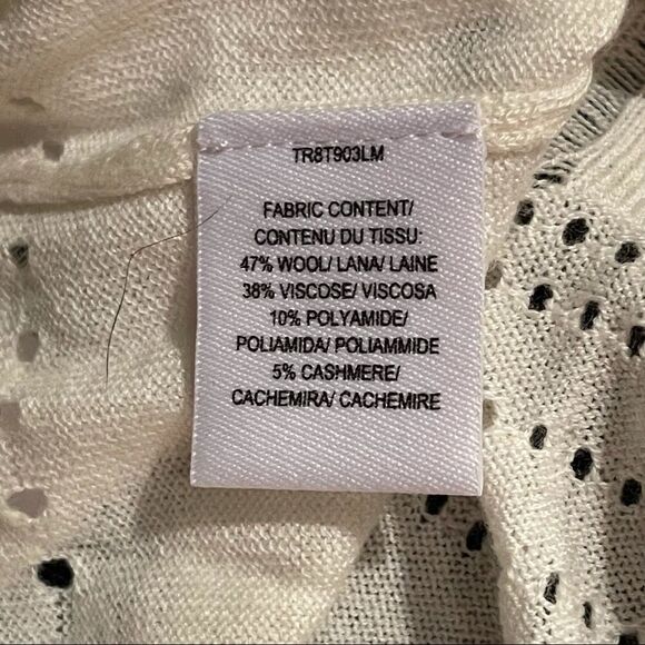 Derek Lam 10 Crosby Ivory Wool Blend Scalloped Neck Lightweight Sweater Sz S - Picture 8 of 13